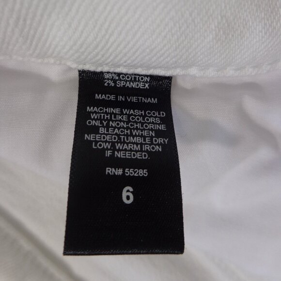 Express White Jean Distressed Ripped High-waisted Raw Hem Shorts Women's Size 6 - Picture 4 of 6